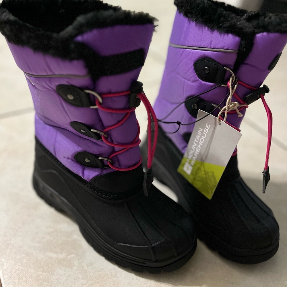 Purple and Black Insulated Rain and Snow Boots